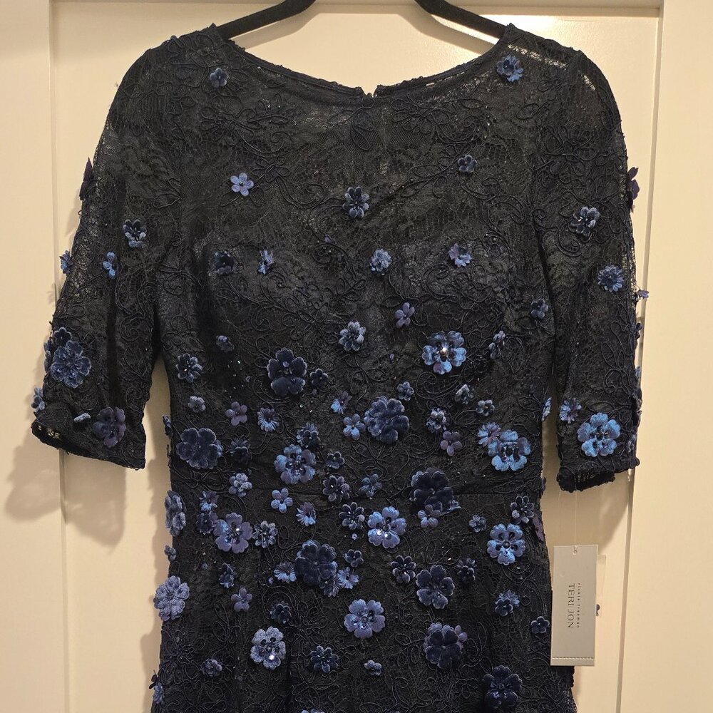 Navy lace dress/gown - Teri Jon by Rickie Freeman